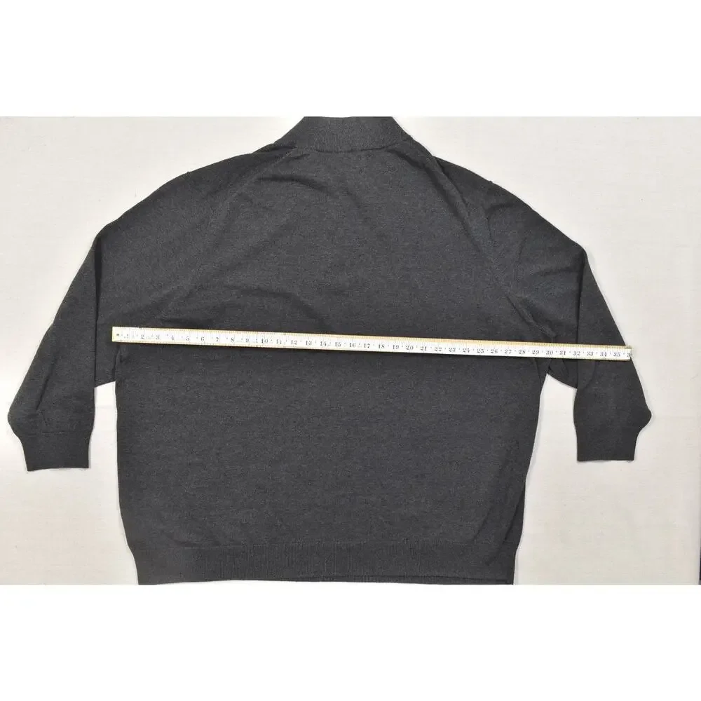 HB Men's 4XL 1/4 Zip Pullover Sweater Charcoal Gray 100% Cotton Mock Neck